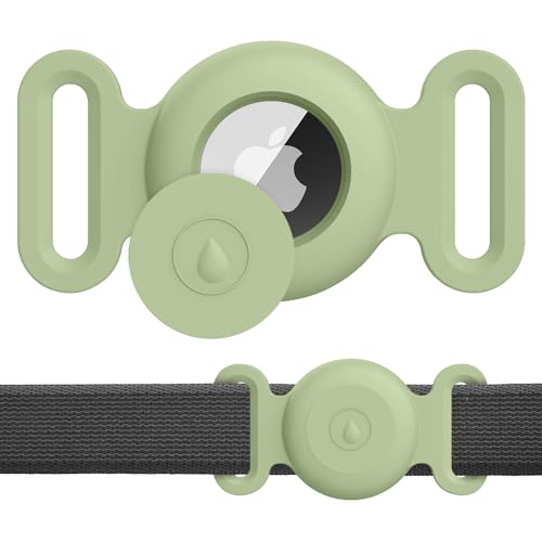 Meliya for AirTag Dog Cat Collar Holder Case, [1 Pack] Waterproof Dog Cat Collar Holder for AirTag 2nd & 1st Gen, Silicone Protective Air tag Holder for Pet Collar (Matcha Green, Large) - color: Matcha Green, size: Large for Dog