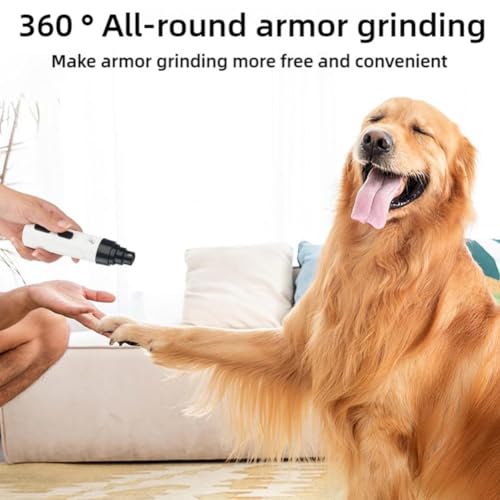 Silent Dog Nail Grinder, Quiet 40dB Electric Pet Nail Trimmer with USB Rechargeable, Interchangeable Grinding Heads for Safe Claw Filing of Small Cats to Large Dogs (Nail Grinder 1 Set)