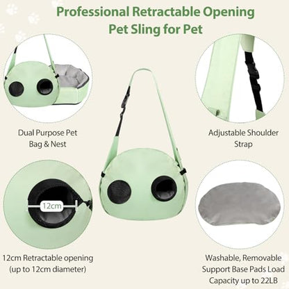 2-in-1 Pet Sling Carrier & Bed, Convertible Cat Travel Bag with Machine Washable Cover, Breathable Mesh & Hand-Washable Support Pad, Airline Approved for Cats & Small Dogs Up to 22lbs - color: G