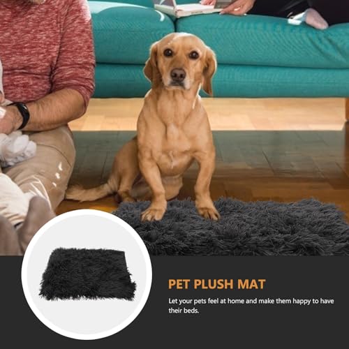 Ciieeo Fluffy Pet Pad Double-Layer Plush Dog Blanket Warm Soft Crate Mat Anti-Slip Cushion for Small Medium Large Dogs and Cats Deep Gray S