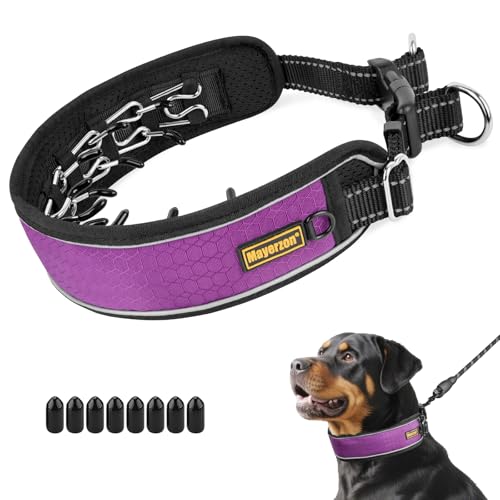 Mayerzon Patented No Pull Collar for Small Medium Large Dogs Beagle German Shepherd Rottweiler, Martingale Anti Pull Dog Collar with Buckle for Walking Training, Reflective, Adjustable, Waterproof - color: Purple, size: Medium,2.5mm,13.75"-18.5"Neck