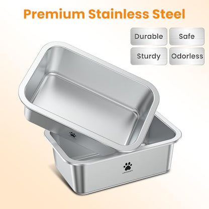 URPOWER 0.85 Gallon Large Dog Water Bowl, 2 Pack Thickened Stainless Steel Dog Water & Food Bowls with Non-Slip Mat, Spill-Proof Metal Pet Bowl Set for Medium, Large, X-Large Dogs, Indoor/Outdoor Use - size: 0.85 Gallon