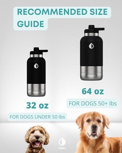 32 oz. Dog Water Bottle, Insulated Dog Travel Water Bottle, Stainless Steel Pet Water Bottle Dispenser Portable Food and Water Bowl for Dogs with Carrying Case for Walking Dog Canteen Travel Kit