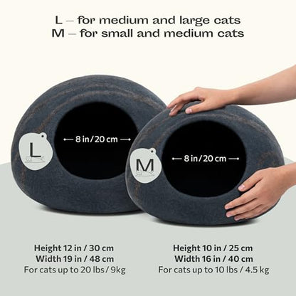 MEOWFIA Premium Felt CAT CAVE Bed, Medium, Slate Grey - color: Slate Grey, size: Medium