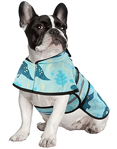 HDE Dog Raincoat Jacket Reflective Adjustable Hooded Pet Poncho Rain Coat with Leash Hole for Small to X-Large Dogs Dinosaurs - S - color: Dinosaurs, size: Small