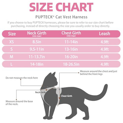 PUPTECK Cat Harness and Leash Set Escape Proof Reflective Cat Walking Harness Adjustable Soft Breathable Mesh Vest for Small Pets, Light Pink, XS - color: Light Pink, size: XS (NECK 8.5", CHEST 11"-14")