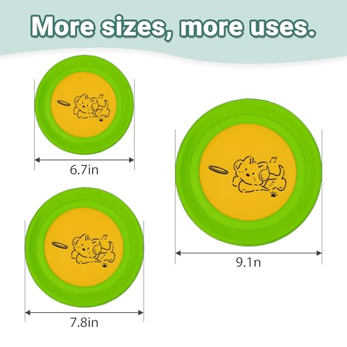 Bifeaw 3 Packs Nylon Interactive Dog Flying Disc - Floating Dog Toys for Aggressive chewers - Water Toys for Dogs (Yellow and Green) - color: Yellow and Green