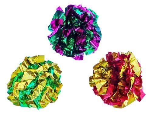 Mylar Crinkle Balls Cat Toys Interactive Crinkle Cat Toy Balls Independent Pet Kitten Cat Toys for Fat Cats Kittens Exercise, Soft and Right Size (6 Pack) - size: 6 Pack