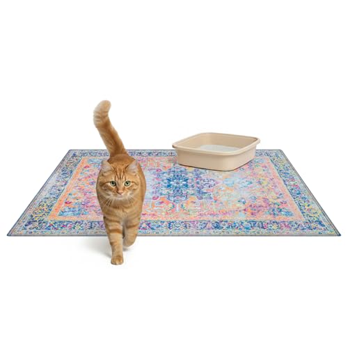 Lovewag Pets Cat Litter Mat 2 Pack - Large 36x48 Machine Washable Easy Clean Non-Slip Waterproof Trapping Mats for Cats - (Marmalade Sunshine) - color: Marmalade Sunshine, size: 36x48 inches (Pack of 2)