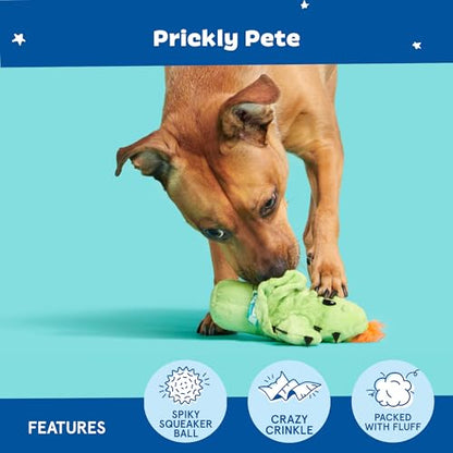 Barkbox 2 in 1 Interactive Plush Dog Toy - Rip and Reveal Toy for Dogs and Puppies - Stimulating Squeaky Pet Toys | Prickly Pete (Small) - color: Prickly Pete, size: Small Dog