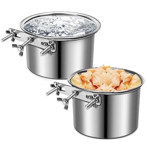 Water Bowl for Dog Crate, ShineMe Stainless Steel Pet Food Bowls for Kennel Cage No Spill, Attachable Dog Crate Bowls Hanging 2 Pack for Medium and Small Sized Dogs (5.5 x 2.9” & 4.9 x 3.3”) - color: Silver, size: M (5.5 * 2.9” & 4.9 * 3.3”)
