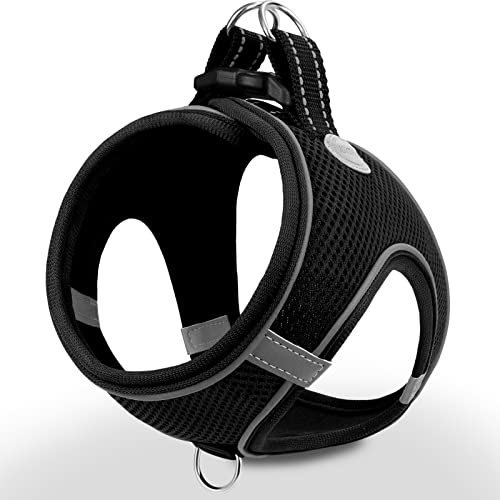 Joytale Small Dog Harness, Breathable Mesh Step-in Vest, Reflective Soft Padded Harnesses for Cats and Puppies Dogs, Black, XXXS - color: Black, size: XXXS--Chest: 10.5-12''