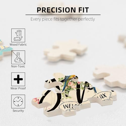 300 Pieces Jigsaw Puzzles for Adults, She Shed Welcome Relax Lovebird Flower Art Puzzle, Stress Relief Logical Thinking Brain Teaser Puzzle 15.7x11 Inch - color: Wooden Puzzle16, size: 300 Piece pcs