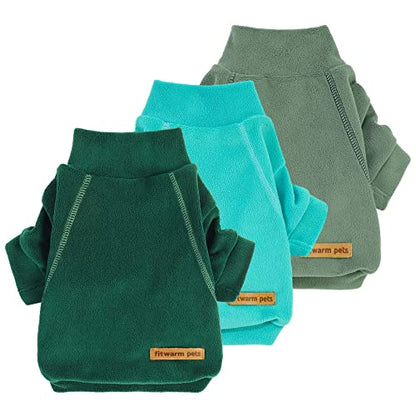 Fitwarm 3 Pack Fleece Dog Sweater, Turtleneck Dog Sweatshirt, Dog Winter Clothes for Small Dogs Boy Girl, Pet Pullover Jumper, Cat Apparel, Dark Green, Teal Green, Olive Green, Small - color: Dark Green-Aqua Green-Bean Green, size: Small