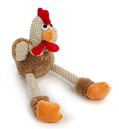goDog Checkers Skinny Rooster Squeaky Plush Dog Toy, Chew Guard Technology - Brown, Small - color: Checkers - Skinny Rooster (Brown), size: Small