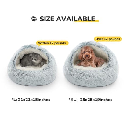 CATISM Cozy Cat Pod - Plush Hooded Cat Bed Cave, Self Warming, Removable Washable with Non-Slip Bottom - color: gray, size: 21.0"L x 21.0"W x 15.0"Th