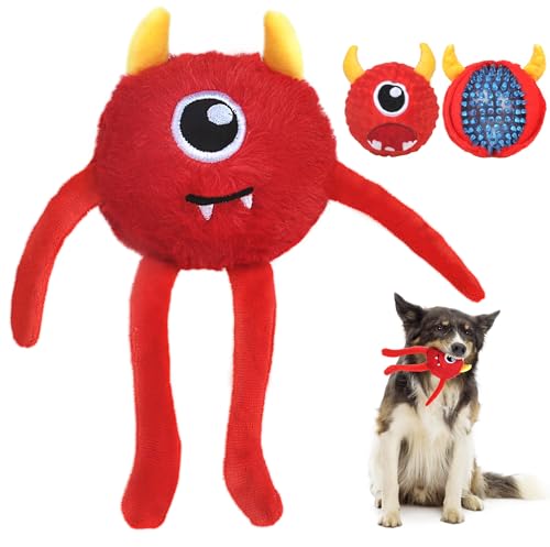 Fida Dog Chew Toys for Aggressive Chewers(3in1),Squeaky Dog Toys for Large Dogs，Interactive Dog Toys to Keep Them Busy, Dog Ball for Small, Medium and Large Dogs(Red) - color: Red