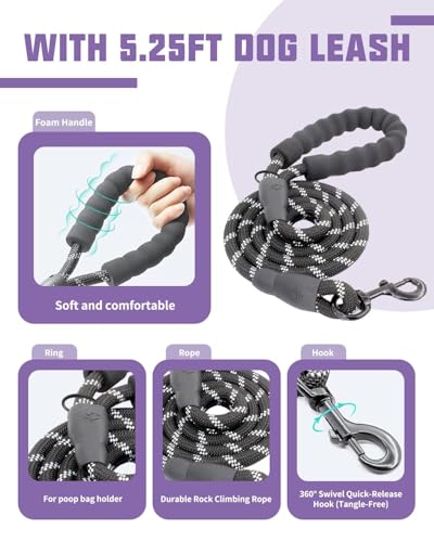 AUROTH Dog Harness and Leash Set, Soft Padded Service Dog Vest with 5.25FT Dog Leash, No Choke, Easy On Pet Vest, Adjustable Reflective No Pull Dog Harness Small Sized Dog, Easy Walking and Training - color: Purple, size: Small