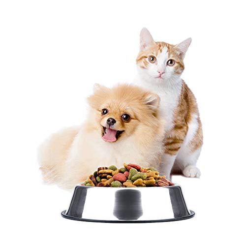WEDAWN Stainless Steel Dog Bowls, 1.5 Cup/12oz Cat Bowl Water and Food with Rubber Base, Pet Bowls for Small Dogs, Cats, Puppy, Rabbit and Kitten, 2Pack - color: Stainless steel (2Pack), size: 1.5 Cup/7.1" Dia x 1.8" H (2Pack)