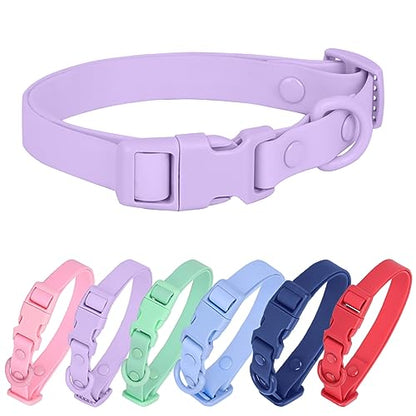 Waterproof Dog Collar Soft Rubber Dog Collar with Safety Buckle Adjustable Pet Collars for Small Medium Large Dogs - color: purple, size: M