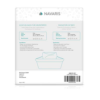 Navaris Cat Radiator Bed - Hanging Plush Basket Hammock with Cushion and Adjustable Metal Frame to Hook onto Radiators - 6kg Maximum Weight - Grey