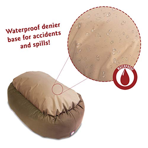 Majestic Pet 40 Inch Bagel Calming Dog Bed Washable – Cozy Soft Round Pet Bed with Spine Support for Dogs to Rest their Head - Fluffy Donut Puppy Bed 40x29x9 (Inch) - Large – Khaki - color: Khaki