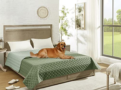 gogobunny 100% Double Sided Waterproof Dog Blanket Soft Pet Bed Cover Reversible Protect Furniture Couch Sofa Car for Puppy Cat Kids (Dark Green/Light Green, 30x70 Inch (Pack of 1)) - color: Dark Green/Light Green, size: 30x70 Inch (Pack of 1)