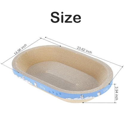 Cat Scratcher, 23.6x14.9 inches Cardboard Cat Scratchers for Indoor Cats, Large Cat Scratching Board, Oval Cat Scratch Pad Bed with Catnip - size: 1PC-23.6 x 14.9 x 3.9 inches