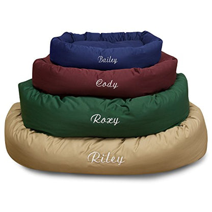 Majestic Pet Personalized 24 Inch Round Calming Dog Bed - Washable, Soft Donut Dog Bed with Spine Support, 24x19x7 Inch, Small - Red - color: Red, size: Small