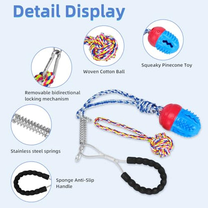 2pcs Dog Tug Toy with Handle - Indestructible Interactive Toy for Aggressive Chewers,Sound Dog Rope Training Toys for Small Dogs to Keep Them Busy,Red