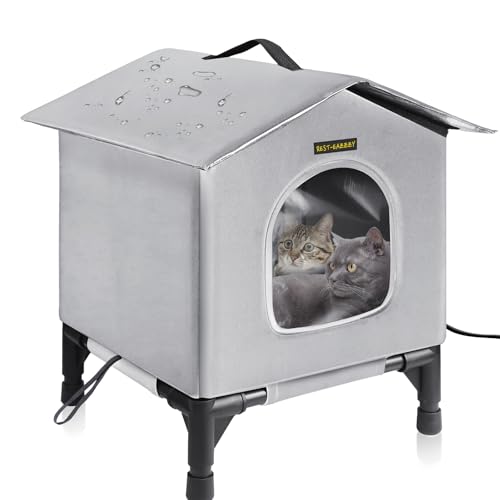 Rest-Eazzzy Cat House for Indoor and Outdoor Cats in Winter, Waterproof, Fully Insulated Shelter for Stray and Feral Cats, Great for Cat Houses for Outdoor and Cat Beds for Indoor Cats(Grey, Small) - color: Grey, size: Small
