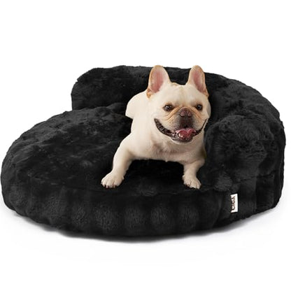 EHEYCIGA Dog Bed Medium Size Dog, Fluffy Small Dog Couch with Removable Washable Cover, Bolster Pet Sofa, Waterproof and Non-Slip, 30" x 30"x 8.5", Black - color: Black, size: 30"L x 30"W x 8.5"Th