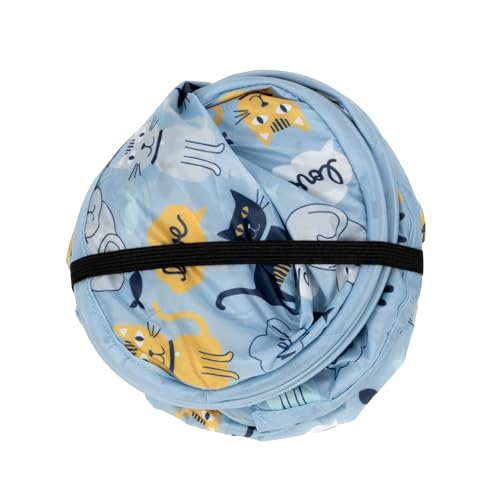 Kitty City Cat Print Pop-Up Play Cube, Collapsible Indoor Hideout with Peekaboo Openings, Lightweight Foldable Cube for Play & Lounging, Blue - color: H) Cat Print Cube House (Blue)