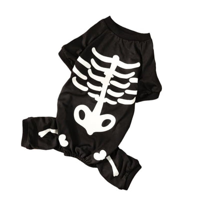 Dog Skeleton Costume Glow in The Dark Pet Cat Halloween Jumpsuit 4 Legged Onesie for Small Dog Cat, L - color: Luminous Skeleton, size: Large