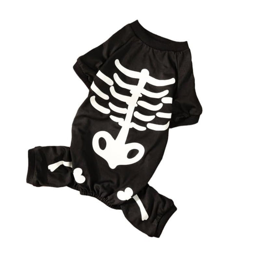 Dog Skeleton Costume Glow in The Dark Pet Cat Halloween Jumpsuit 4 Legged Onesie for Small Dog Cat, L - color: Luminous Skeleton, size: Large