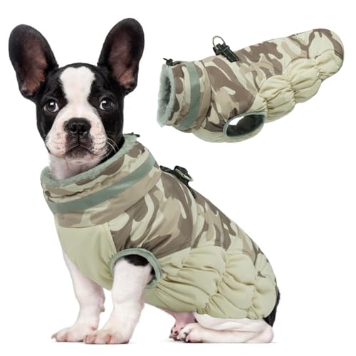 Lelepet Warm Dog Winter Coat Dog Coats for Small Dogs Waterproof Dogs Jacket with Harness Built in Reflective Cold Weather Coats Windproof Zip-Up Winter Fleece Vest Snowsuit Chihuahua Desert Camo - color: Desert Camo, size: X-Small