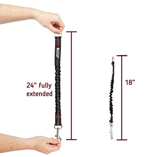 Leash Boss Pattern Bungee Dog Leash Extension, 18" Shock Absorbing Lead Extender, Pattern Collection (18 Inch, Black Reflective) - color: Black Reflective