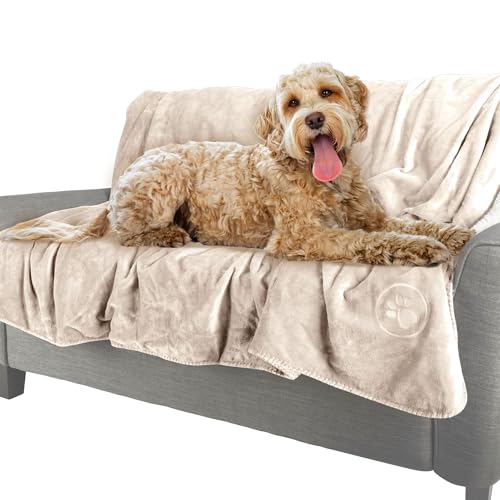 PETMAKER Dog Blanket - 80x100in Reversible Sherpa Blanket - Throw Blankets for Bed, Couch, Crate or Car - Machine Washable Puppy Essentials (Cream) - color: Cream, size: X-Large