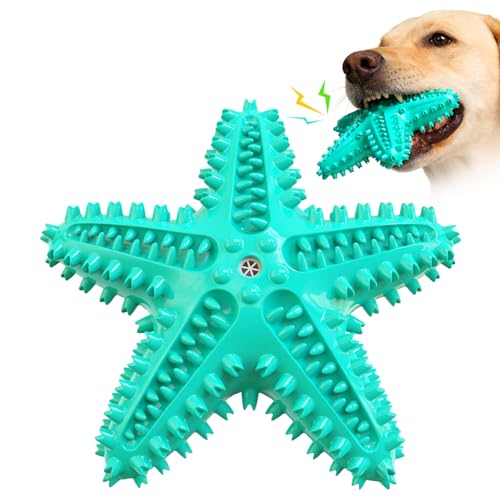 Dog Chew Toys Floating Squeaky Toy for Aggressive Chewers Toothbrush Teething Cleaning Toys Outdoor Swimming Interactive Tough Toys for Medium and Large Dogs - color: Starfish-blue