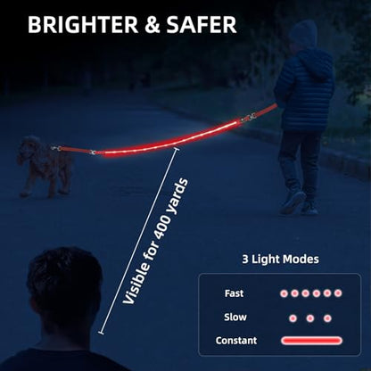 Light up Dog Leash for Night Walking - USB C Rechargeable - Waterproof - Dog Leashes with Flashlight - LED Leash for Dogs - 6Ft, Blue - color: Blue