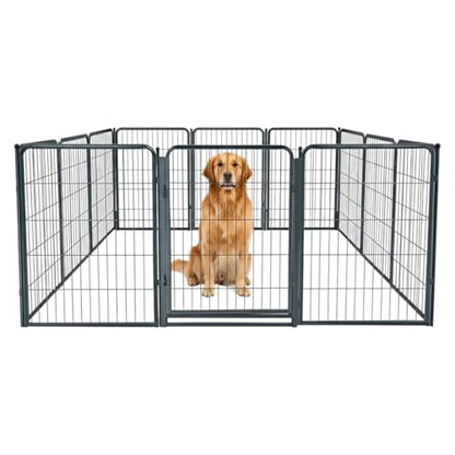 Dog Play Pen for Outdoor Use - 40'', 12 Panels for Medium and Large Size Dogs - Portable Playpen Kennel for RV, Camping, and Yard - Heavy Duty Pet Fence w/Black Rust Resistant Coating - size: 40 Inches