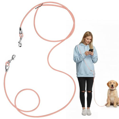8.2ft Hands Free Dog Leash,Versatile Waist & Crossbody Lead for Medium Dogs,Waterproof & Adjustable for Running Jogging Walking, 360° Swivel Metal Buckle (Pink) - color: Pink