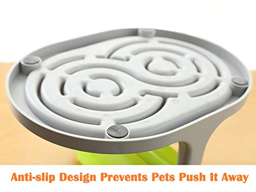Interactive Dog & Cat Food Puzzle Toy - Treat Boredom Dispensing Slow Feeder - Anxiety IQ Training in Smart Feeding and Adjustable Height for Small/Medium Dogs - color: Green Puzzle Feeder