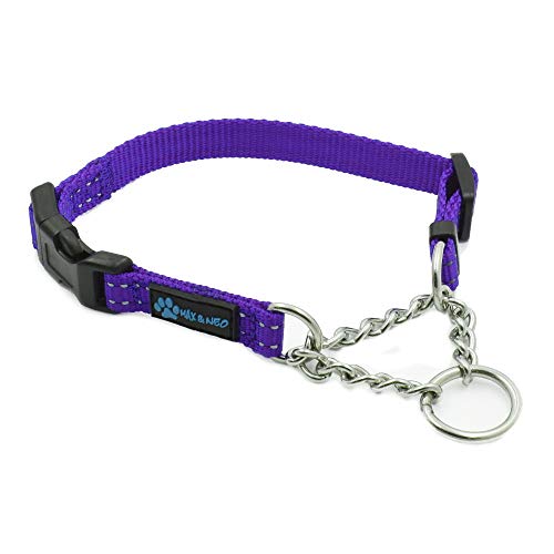 Max and Neo Stainless Steel Chain Martingale Collar - We Donate to a Dog Rescue for Every Collar Sold (X-Small, Purple) - color: PURPLE, size: X-Small