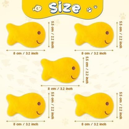 Goldfish Cracker Catnip Stuffed Toys for Cats- Pet Days 5Pcs Goldfish Organic Kittens Toys Funny Yellow Indoor Cats Chew Bite Teething Tools Kittens Birthday Gifts Interactive Pet Supplies - style: Goldfish Cracker