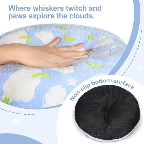 Cat Tunnel Bed, Foldable Cat Donut Tunnel with Removable Cushion, Toy Ball & Social Windows, Stress Relief Fun, Round Pet Play Tunnel for Indoor Cats, Kittens and Small Pets (3D Cloud Pattern)