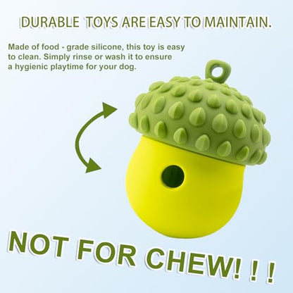 Dog Puzzle Toy Dispenser - Interactive Dog Toys for Large & Medium Breeds - Mental Stimulation Ball with Detachable Lid - Food-Grade Silicone Toy for Stress Reduction - color: green