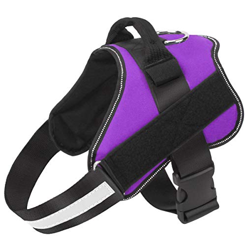 Dog Harness, No-Pull Reflective Dog Vest, Breathable Adjustable Pet Harness with Handle for Outdoor Walking - No More Pulling, Tugging or Choking (Purple, XS) - color: Purple, size: X-Small (Pack of 1)