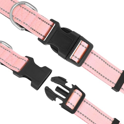 Dog Collars Adjustable for Extra Large Dogs,Heavy Duty Waterproof Dog Collar with Quick Release Buckle,Girl Boy Female Male Reflective Nylon Dog Collar with Soft Neoprene Padded,XL,Pink - color: Pink, size: X-Large