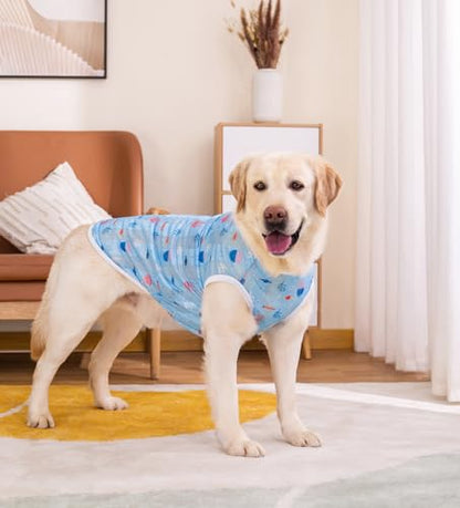 HDKUW Pet Clothes,Dog Summer T-Shirt Cool Breathable Sunscreen Dog Vest Clothes Outfit Costume for Medium Large Dogs Blue Jellyfish XL - color: Blue Jellyfish, size: XL